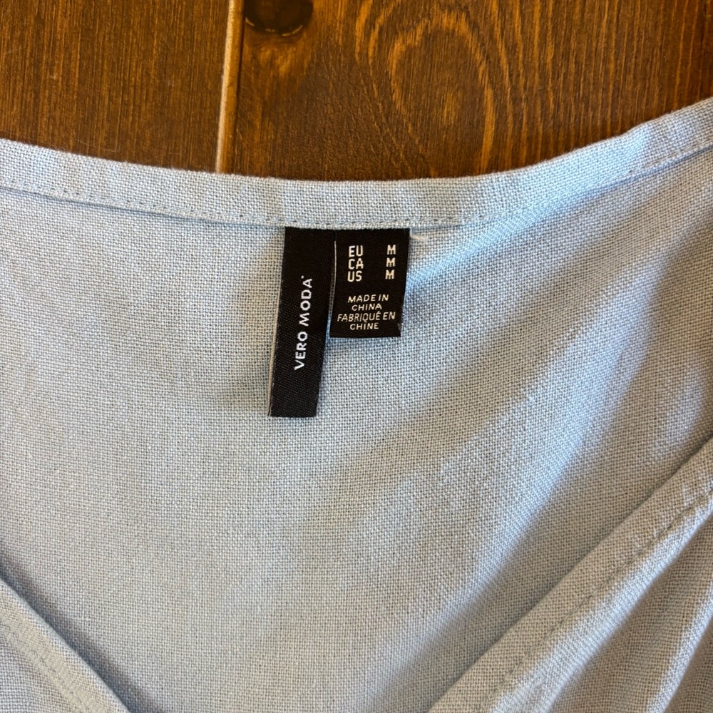 Vero Moda Light Blue Button Front Jesmilo Shirt Midi Dress, Medium, Cottagecore - Picture 7 of 13